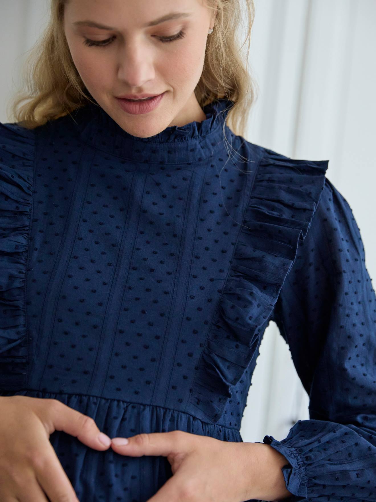 Vertbaudet Umstandsbluse mit Volants - marine