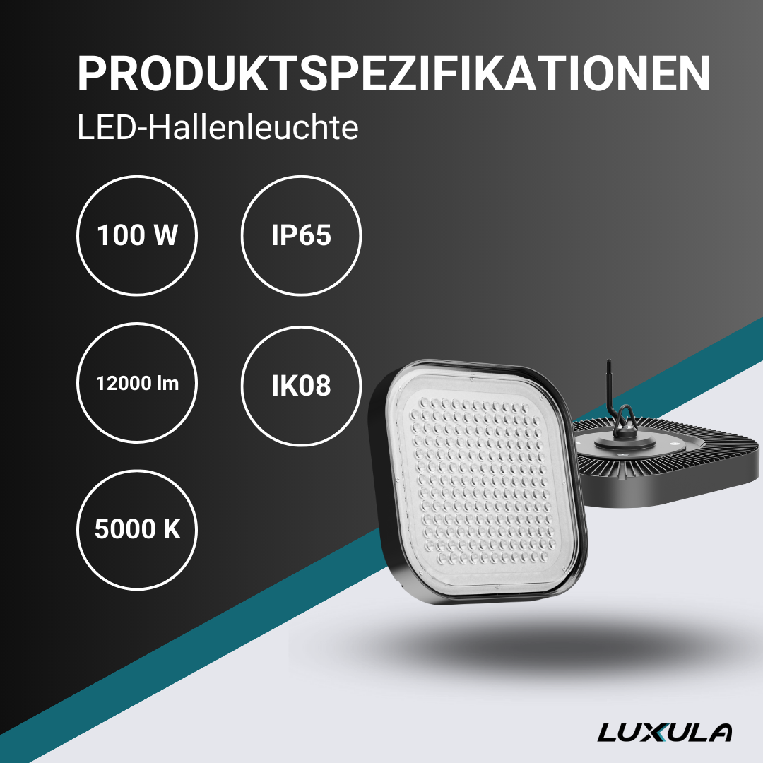 LUXULA LED-HighBay, quadratisch, 100 W