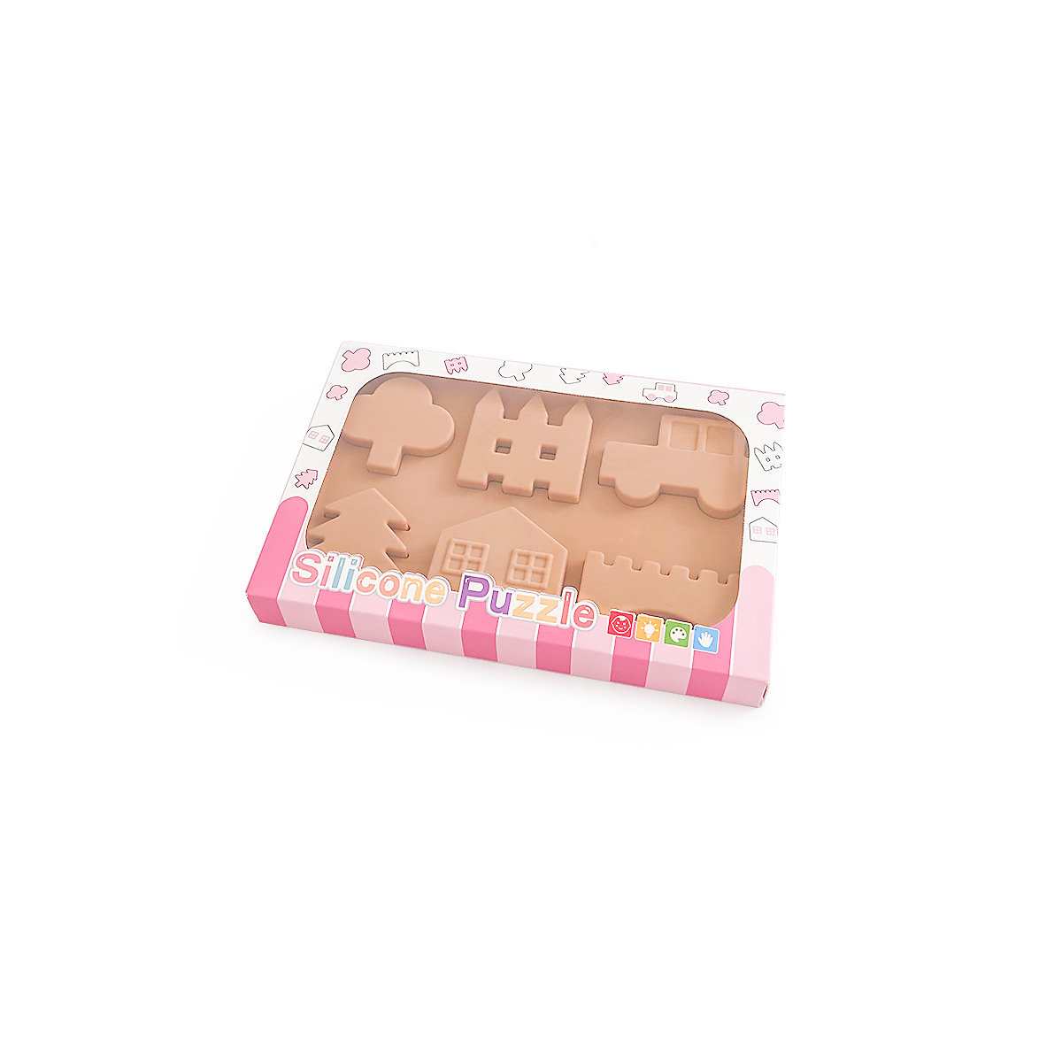 Kaubare Kinderpuzzlespielzeuge Puzzlebrett mit passenden Puzzlestücken