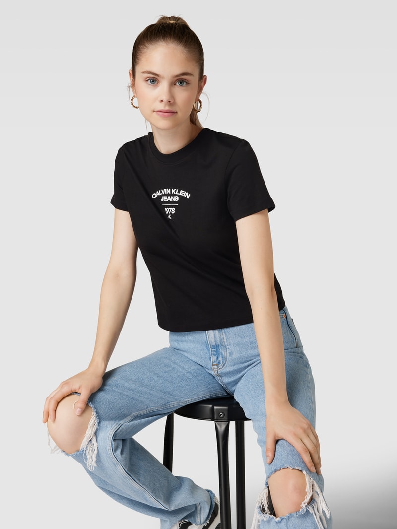 T-Shirt mit Label-Print Modell 'VARSITY' in black