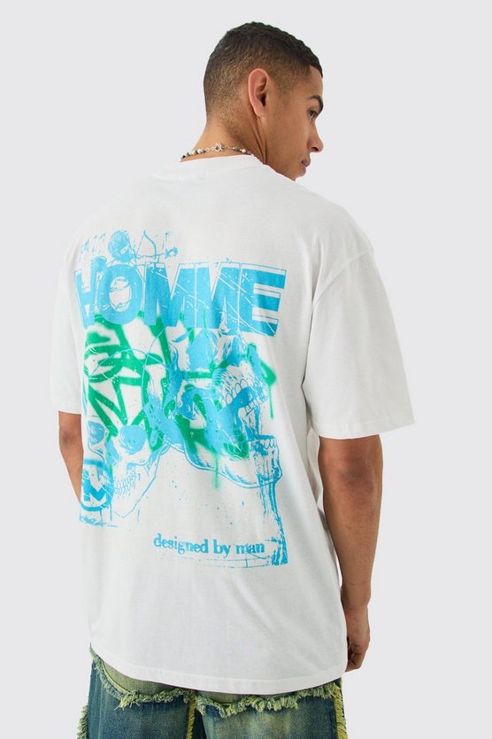 Oversize T-Shirt mit Homme Totenkopf Print