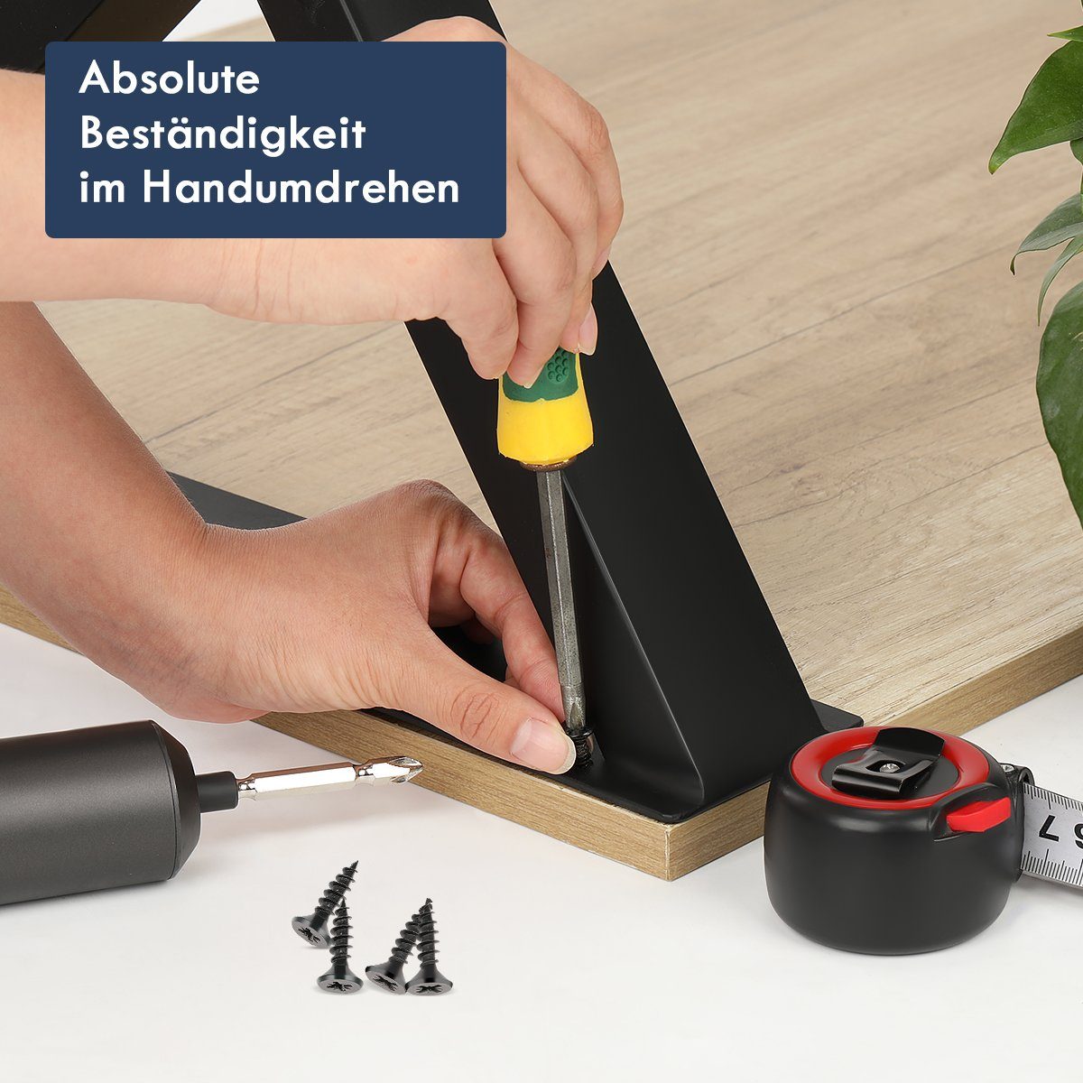 oyajia Tischbein Tischkufen X-Form aus Vierkantprofilen 50x30 mm, Tischgestell Schwarz, 2 Stück mit Schrauben & Bodenschoner, für Esstisch Couchtisch Sitzbank