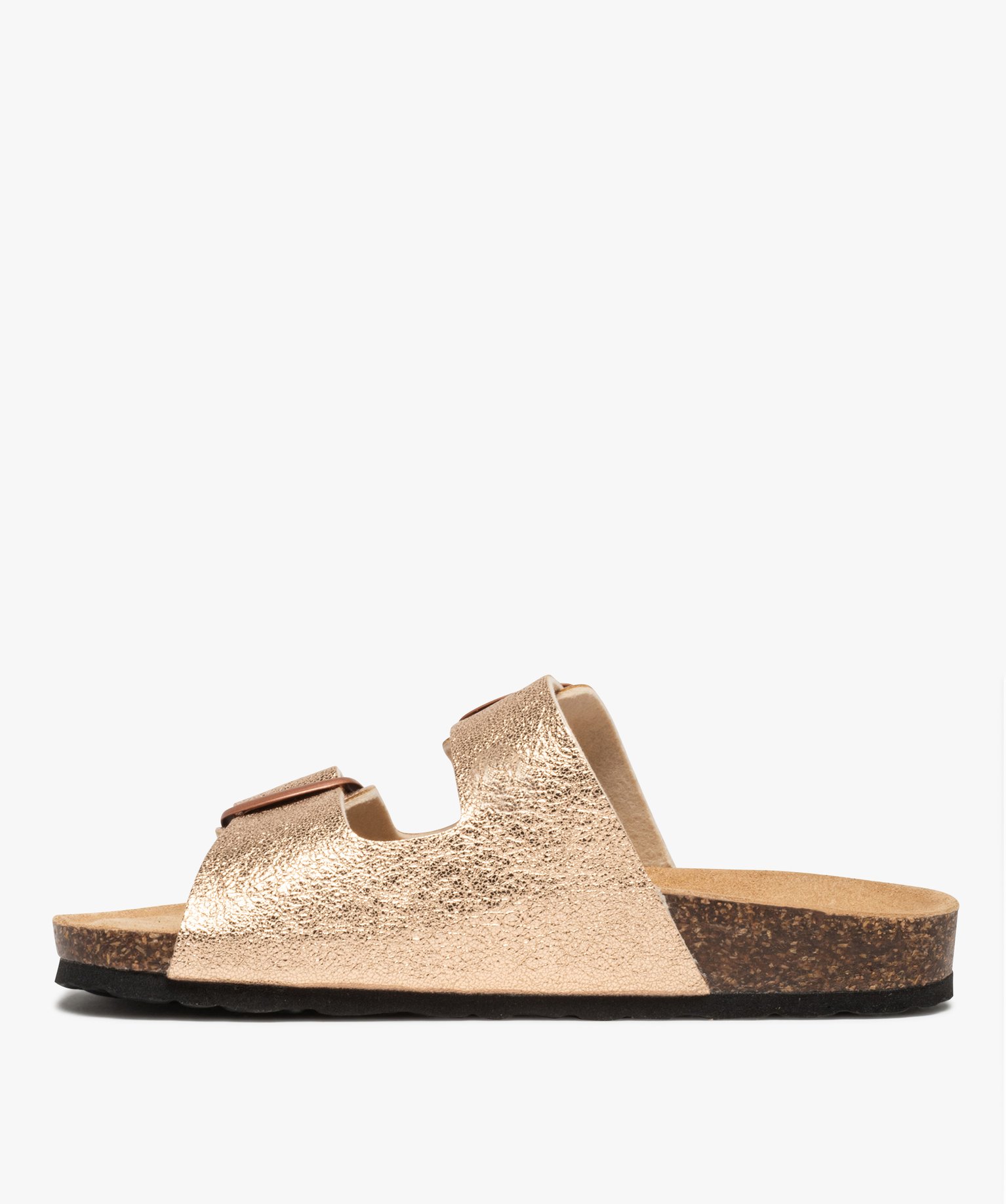 Mules femme à double bride à boucles unies rose | GEMO
