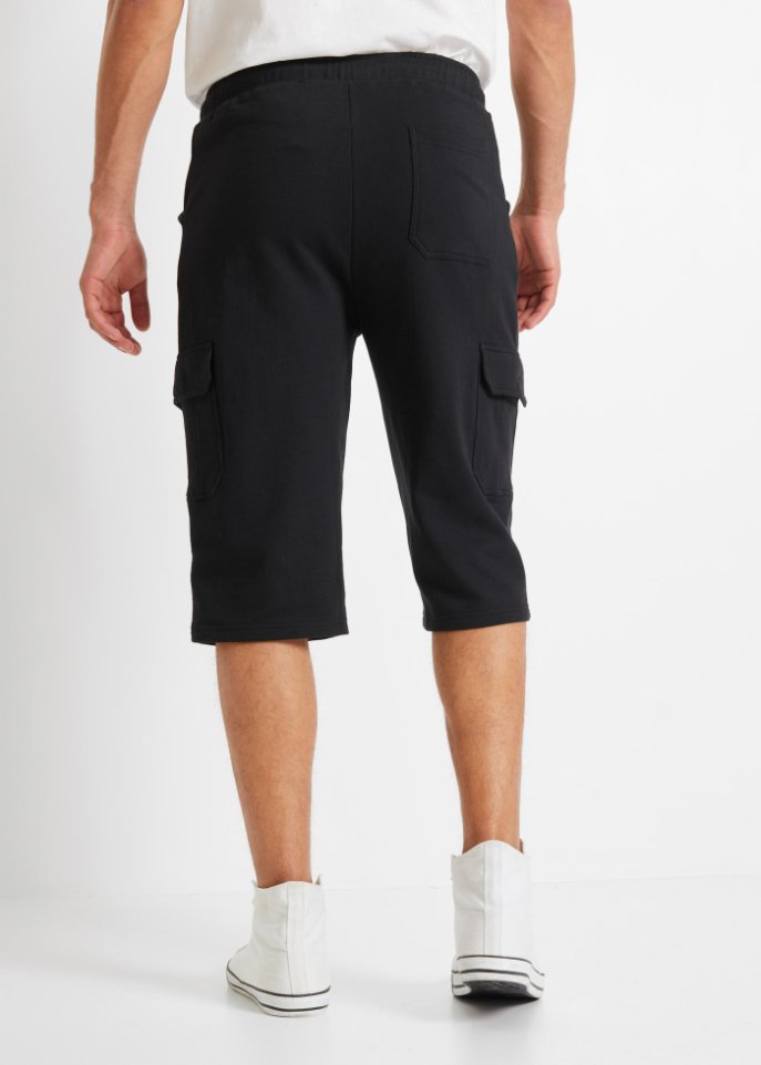 Long-Sweat-Bermuda mit Cargotaschen, Regular Fit