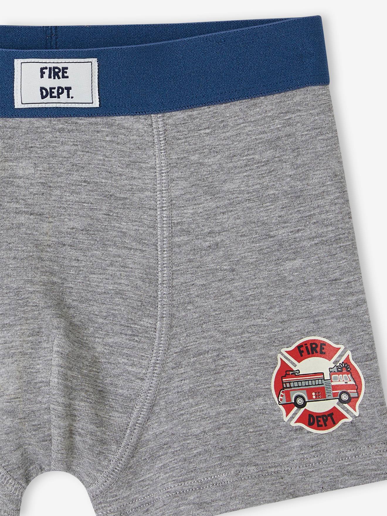 Vertbaudet 5er-Pack Jungen Boxershorts mit Bio-Baumwolle, Feuerwehr - aquamarine