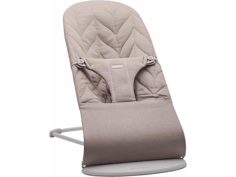 Transat Bliss gris sable en coton, matelassage pétale et cadre gris clair