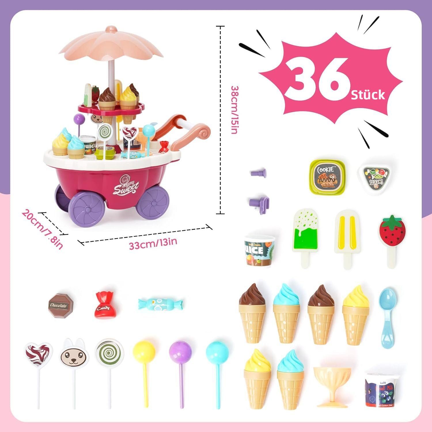 LBLA Lernspielzeug Eisverkauf Spielset-Set, Weihnachtsgeschenk, Eiscreme-Lern-Rollenspiel Mathe und Logik Spiel Geschenk für Kinder