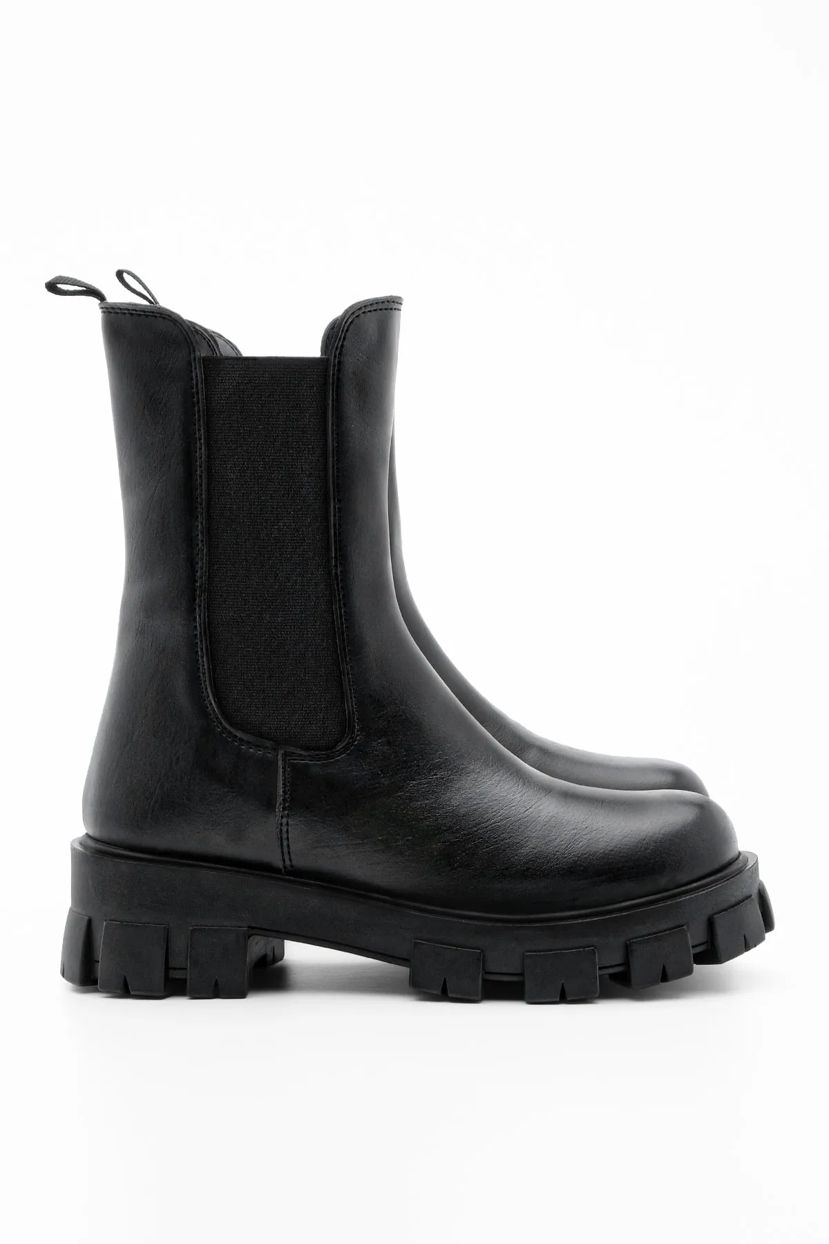 Marjin  Elastische Alltagsstiefel für Damen mit dicker gezackter Sohle Eslona Schwarz