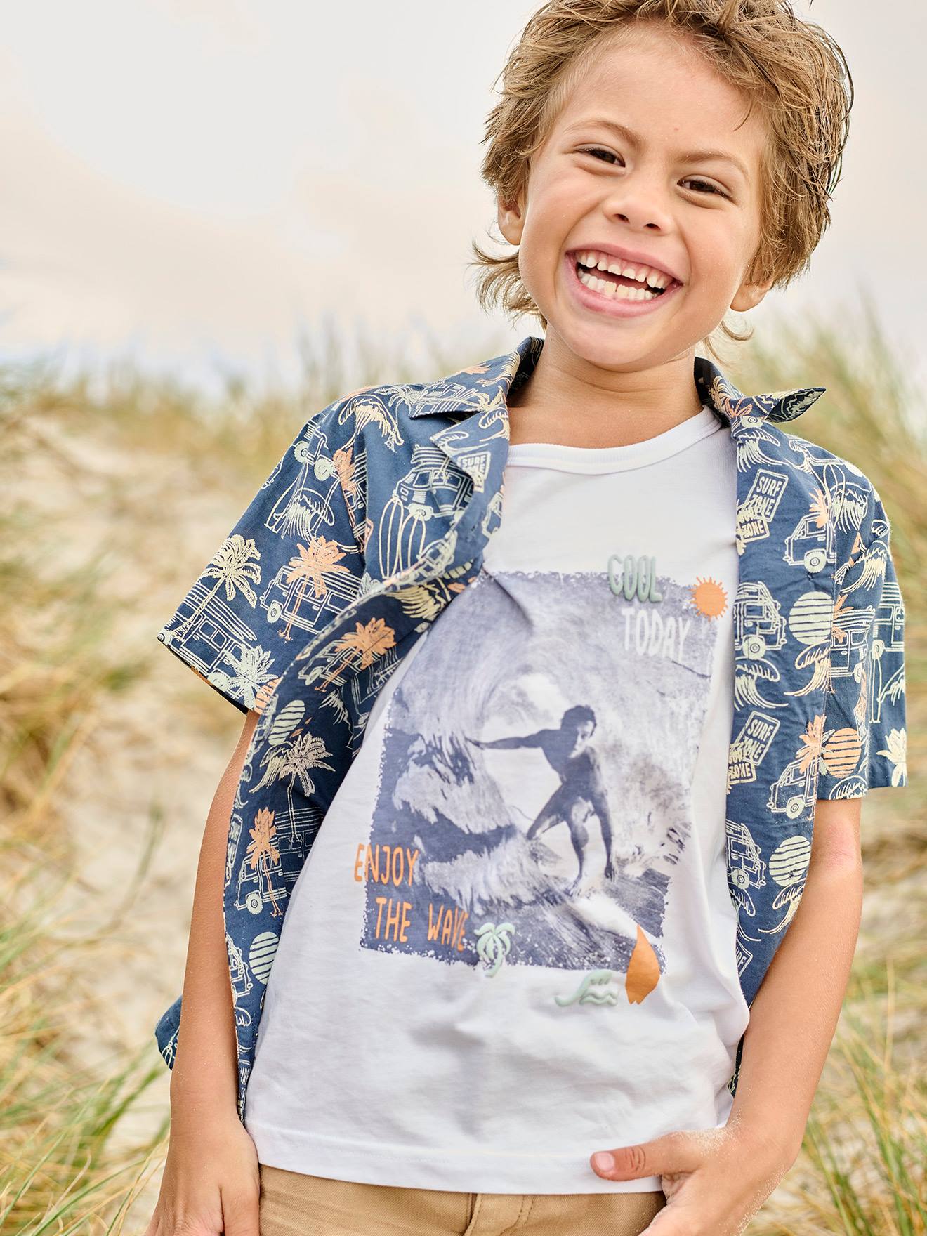 Vertbaudet Jungen Trägershirt mit Fotoprint Oeko-Tex - weiß