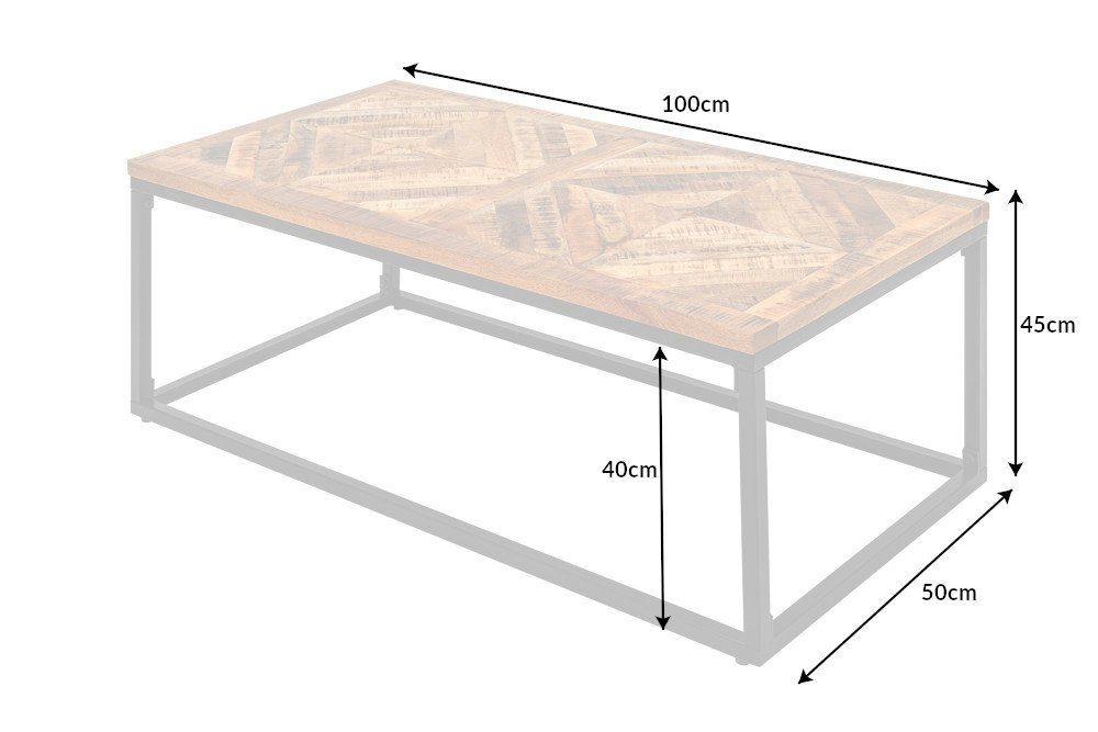 riess-ambiente Couchtisch INFINITY HOME 100cm natur, Wohnzimmer · Massivholz · eckig · Industrial · Metall