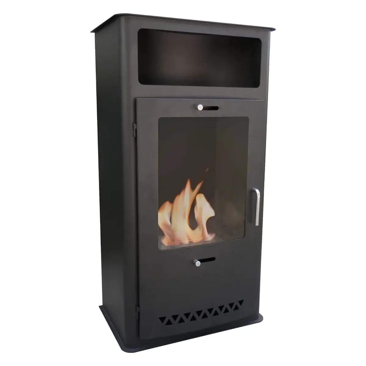 ScandiFlames Boston freistehender Kamin, schwarz, Glastür, Bioethanol, 1,9 kW