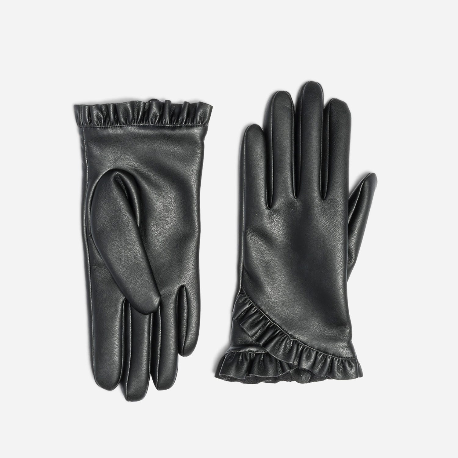 Gants noirs avec poignets volantés
