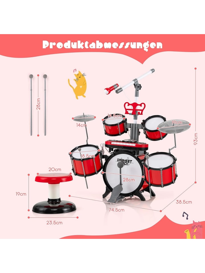 COSTWAY Schlagzeugset in Rot günstig kaufen 75 cm