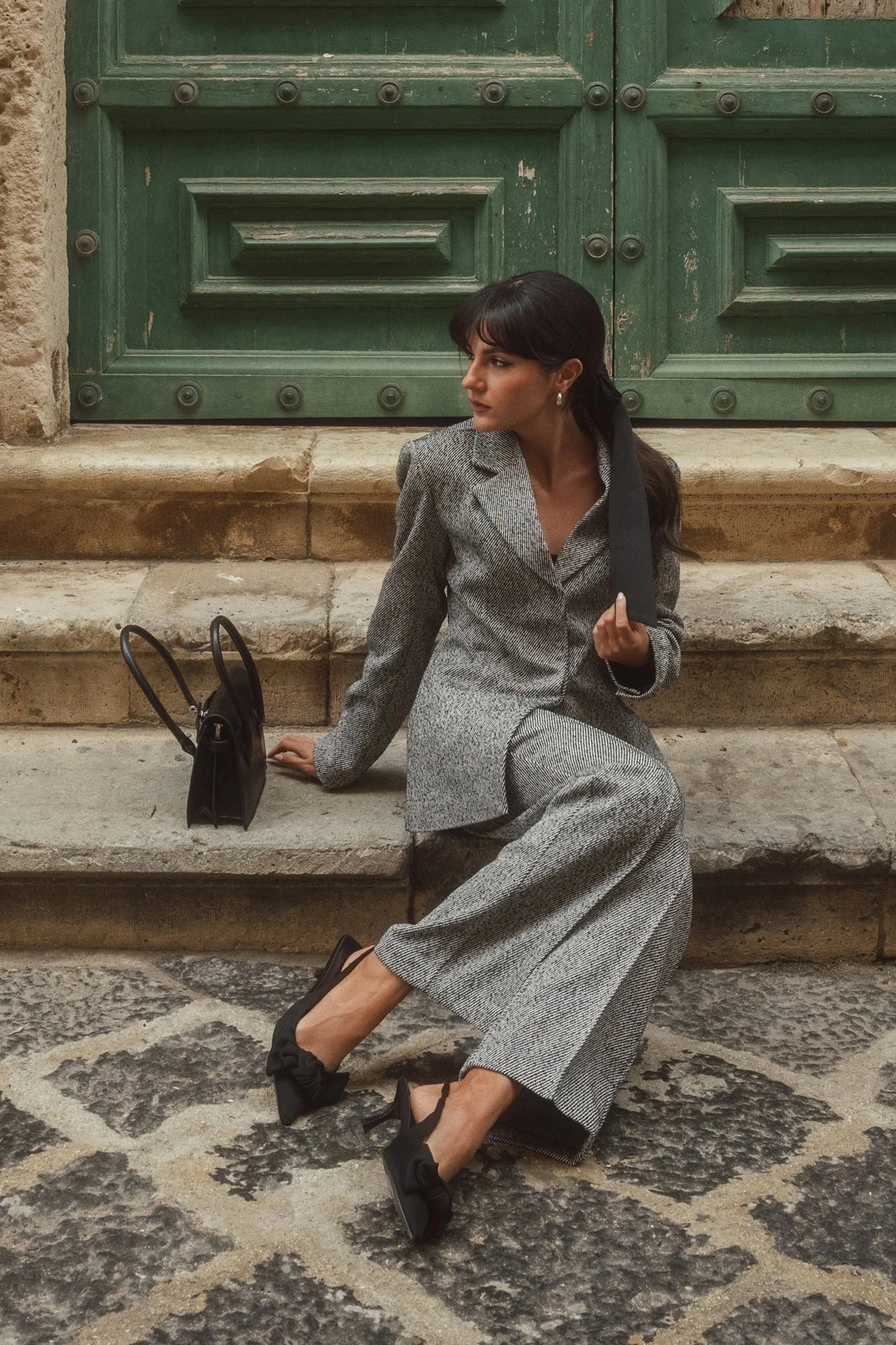 Taillierte Tweed-Hose