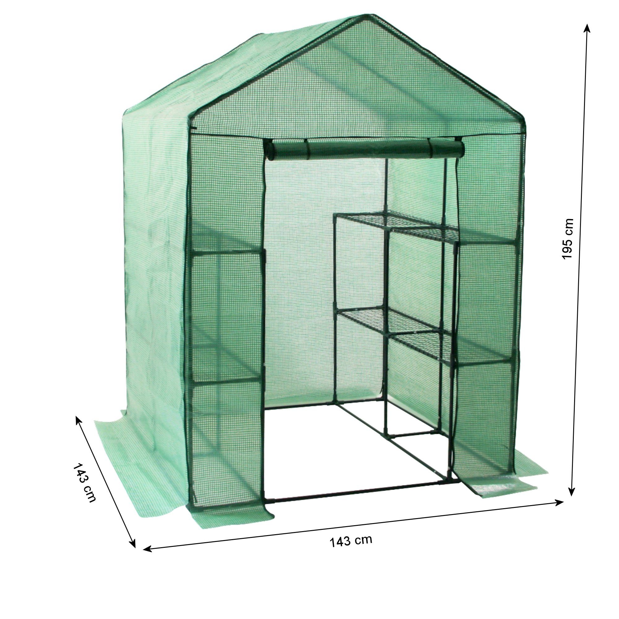 Zelsius Foliengewächshaus Folien Gewächshaus mit 8 Ablagen, 195x143x143 cm, Tomatenhaus, BxTxH: 143 x 143 x 195 cm