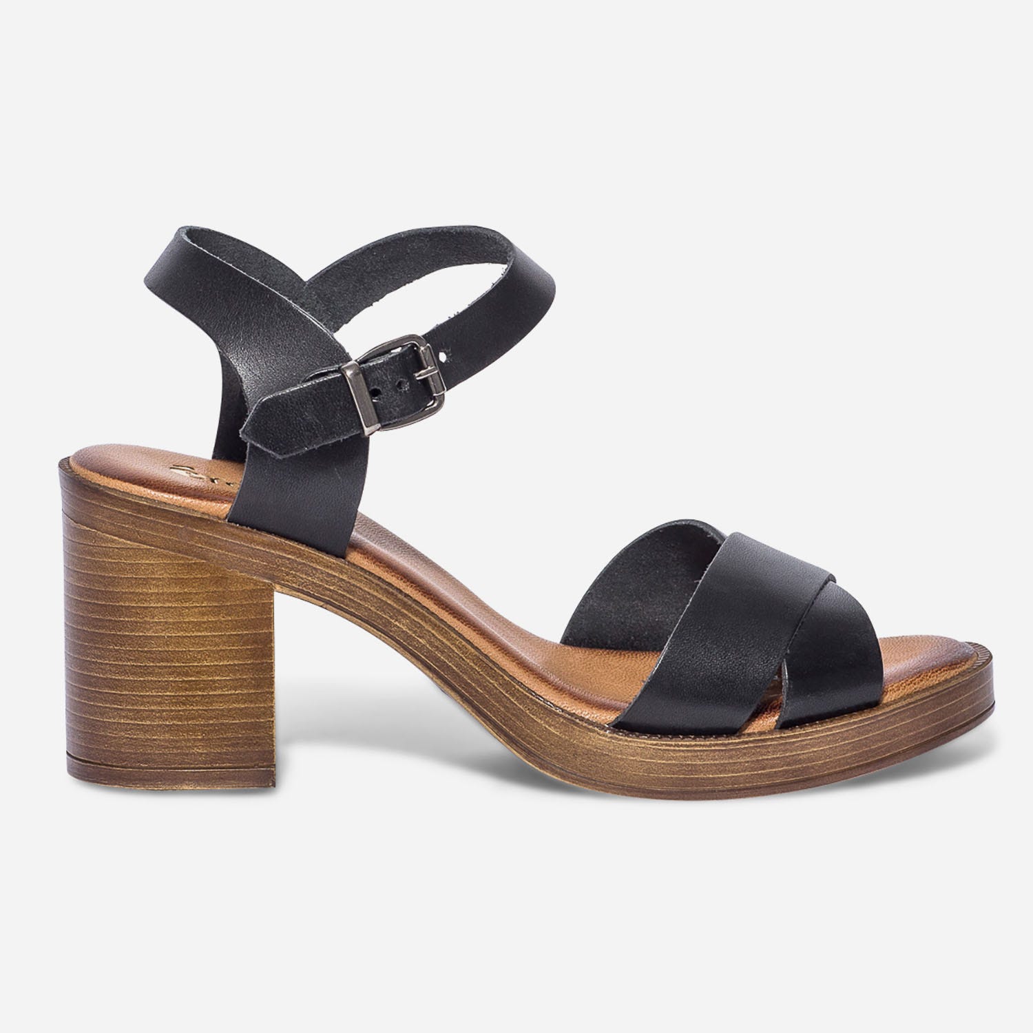Sandale noire en cuir
