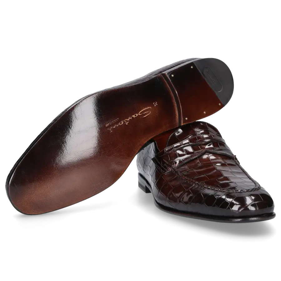 Santoni - Loafer 15609 Krokodilleder - braun