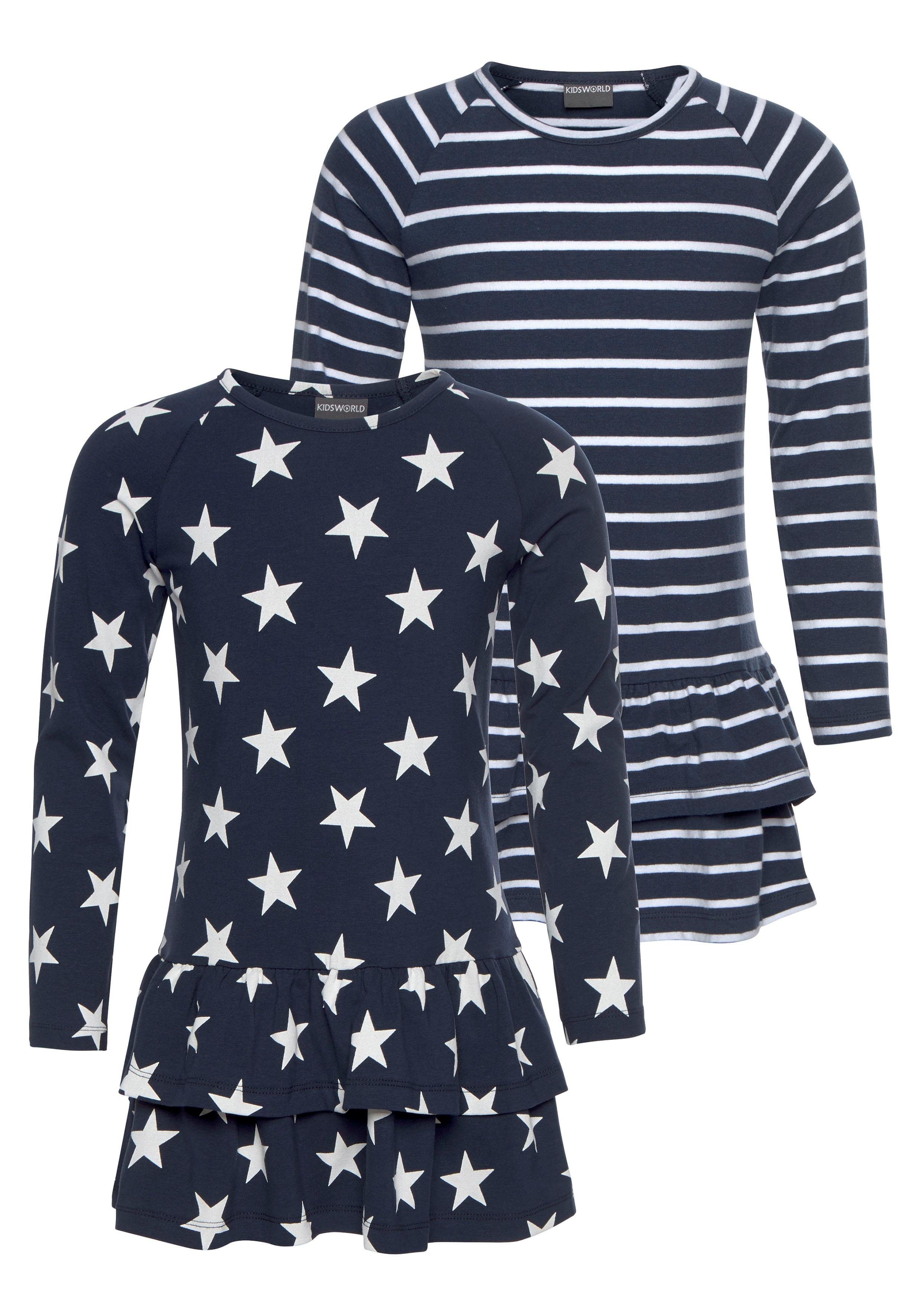 KIDSWORLD Jerseykleid STERNE (Packung, 2-tlg) mit Ringel und Sternen