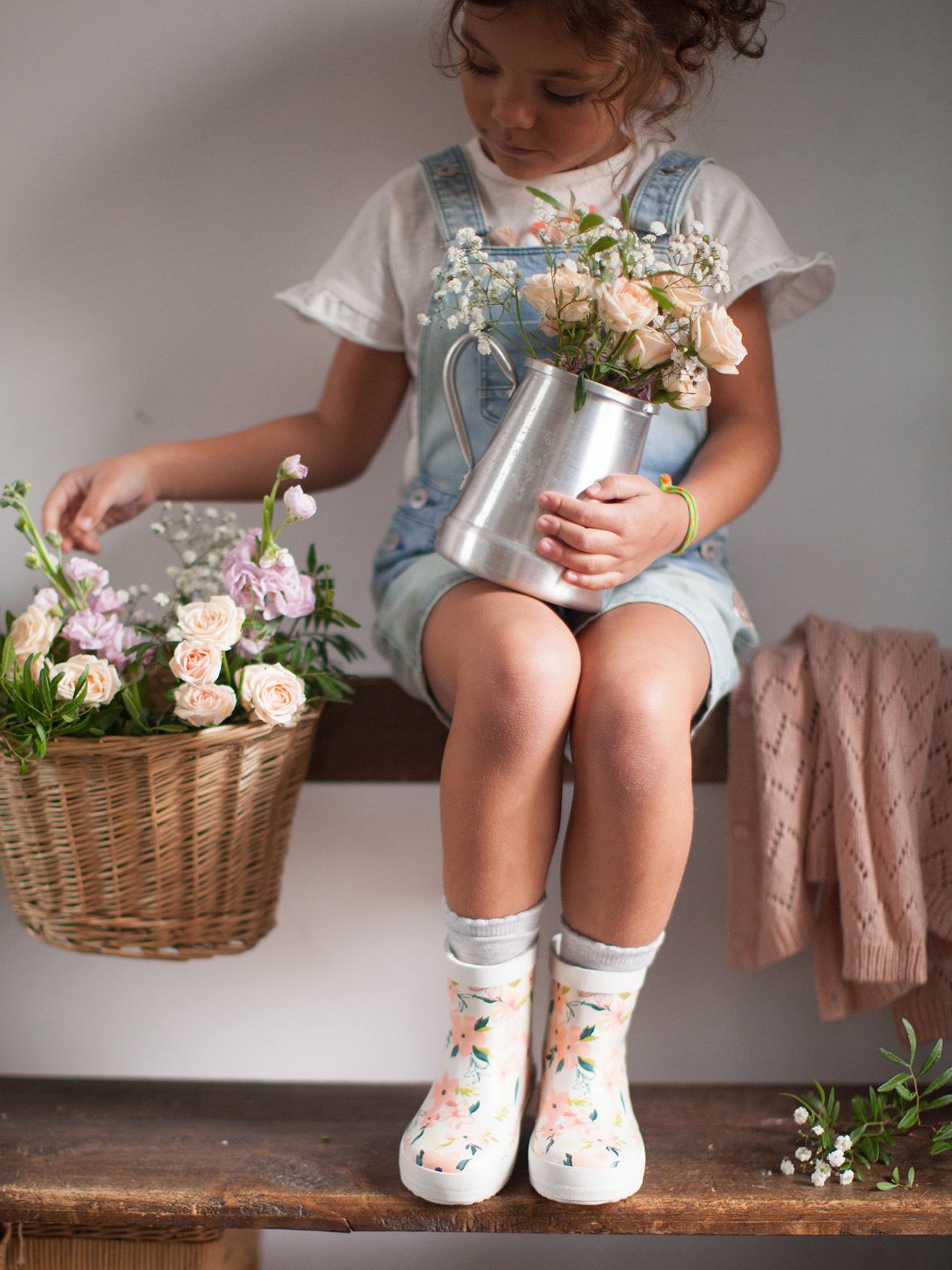 Bottes de pluie fille en caoutchouc rose pale