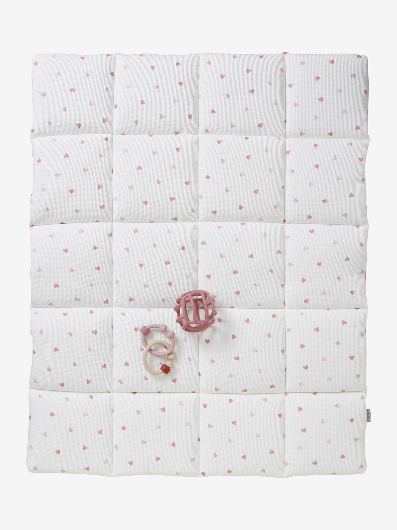 Vertbaudet Baby Spieldecke/ Laufstalleinlage Oeko-Tex - rosa blumenwiese