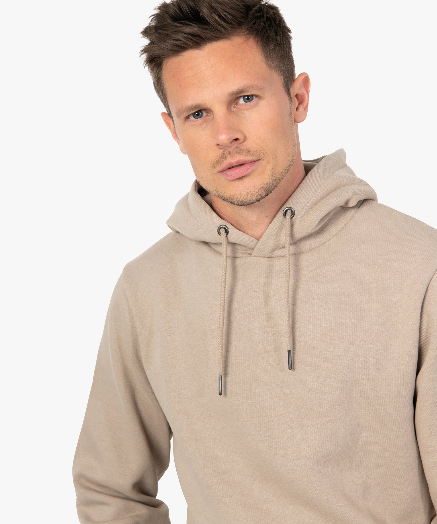 Sweat homme molletonné à capuche beige | GEMO