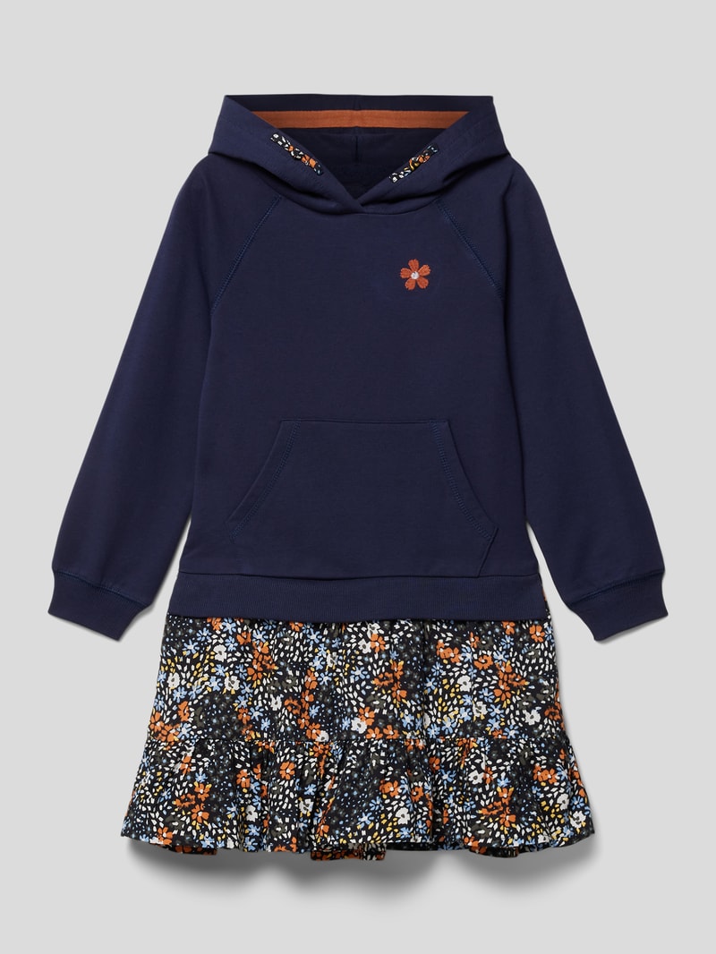 Minikleid mit ausgestellter Rockpartie in marineblau