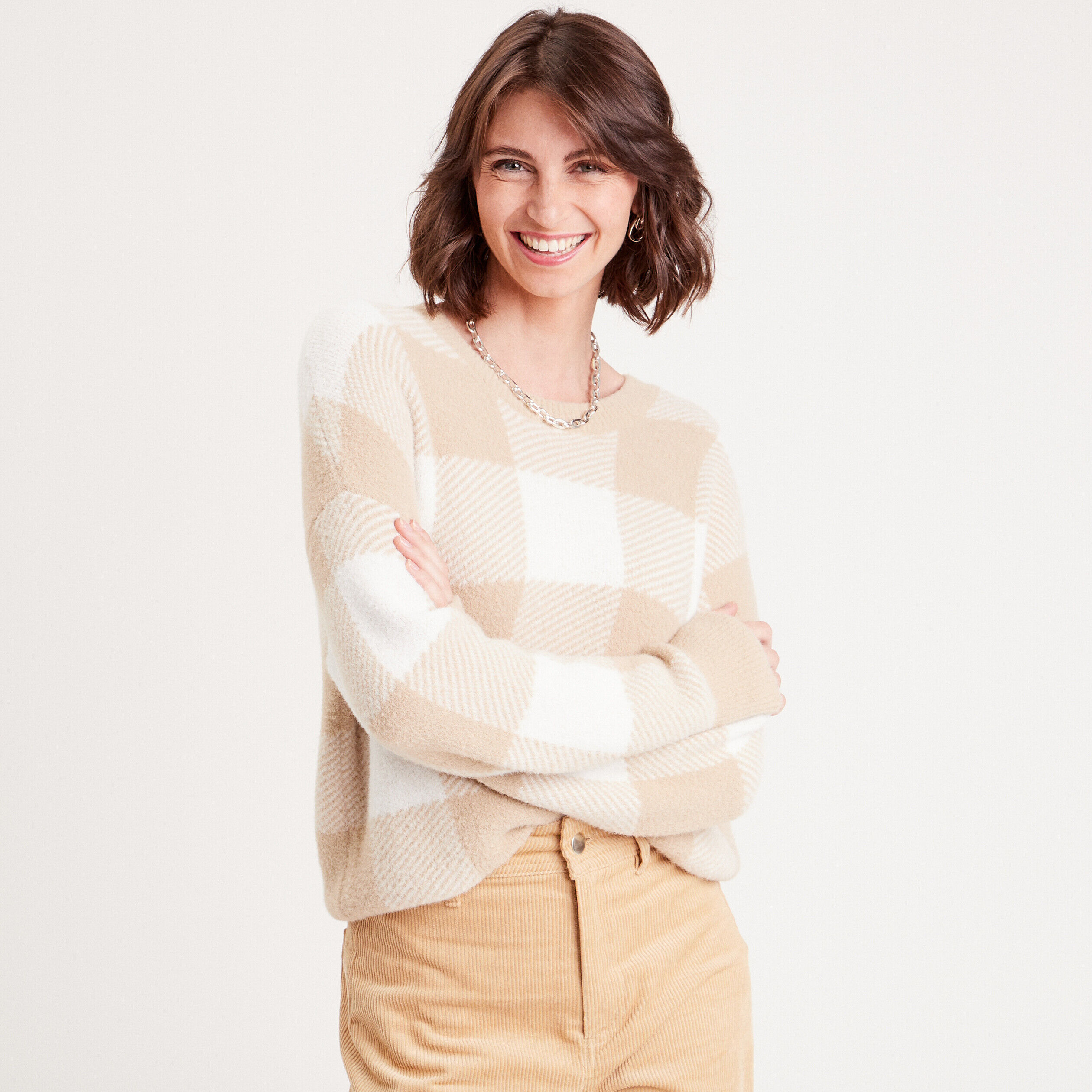 Pull col rond ecru femme | Cache Cache