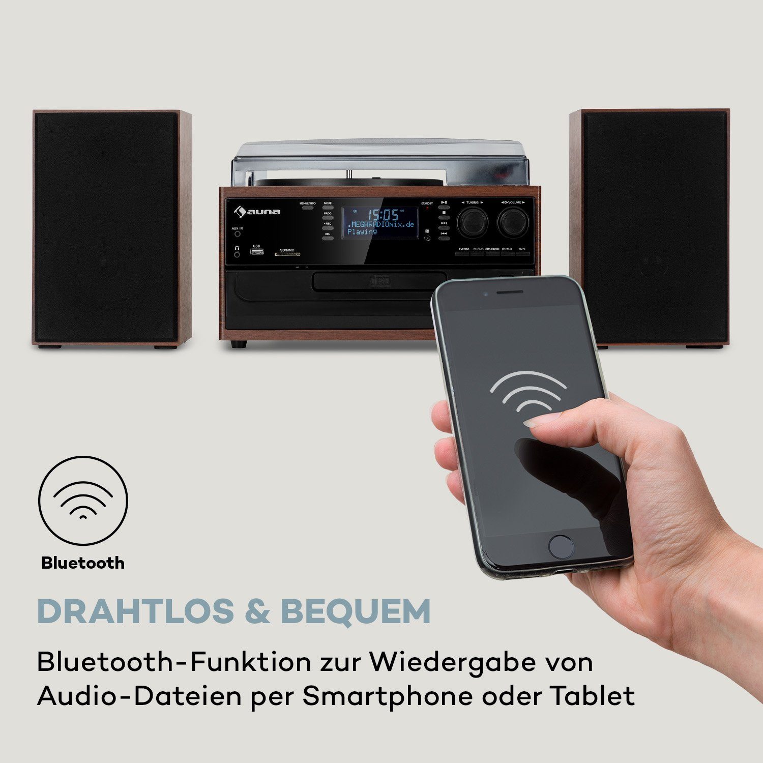 Auna Connect System Stereoanlage (FM und DAB+ Radiotuner)