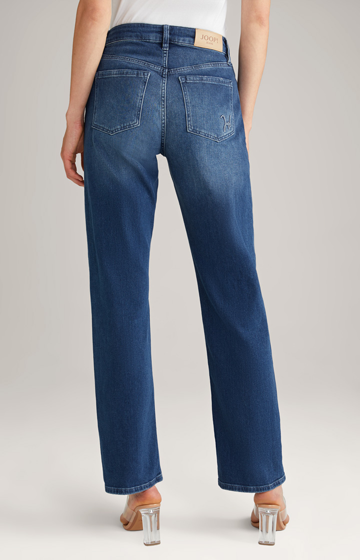 Wide Leg Jeans in Dark Denim Blue Washed