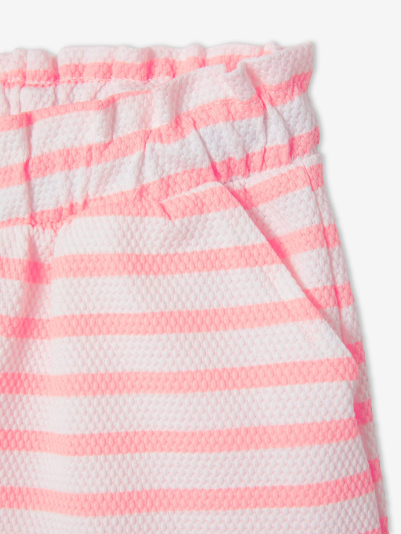 Vertbaudet Mädchen-Set: Cropped-Top & Shorts - weiß gestreift
