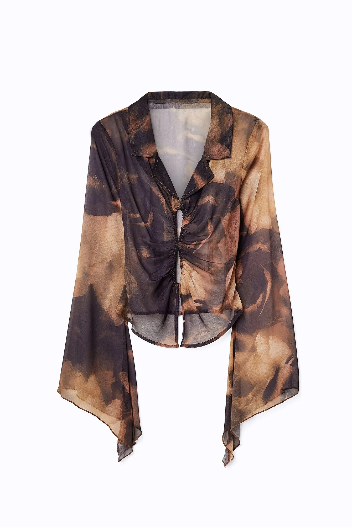 Fitted Long Sleeve Chiffon Blouse