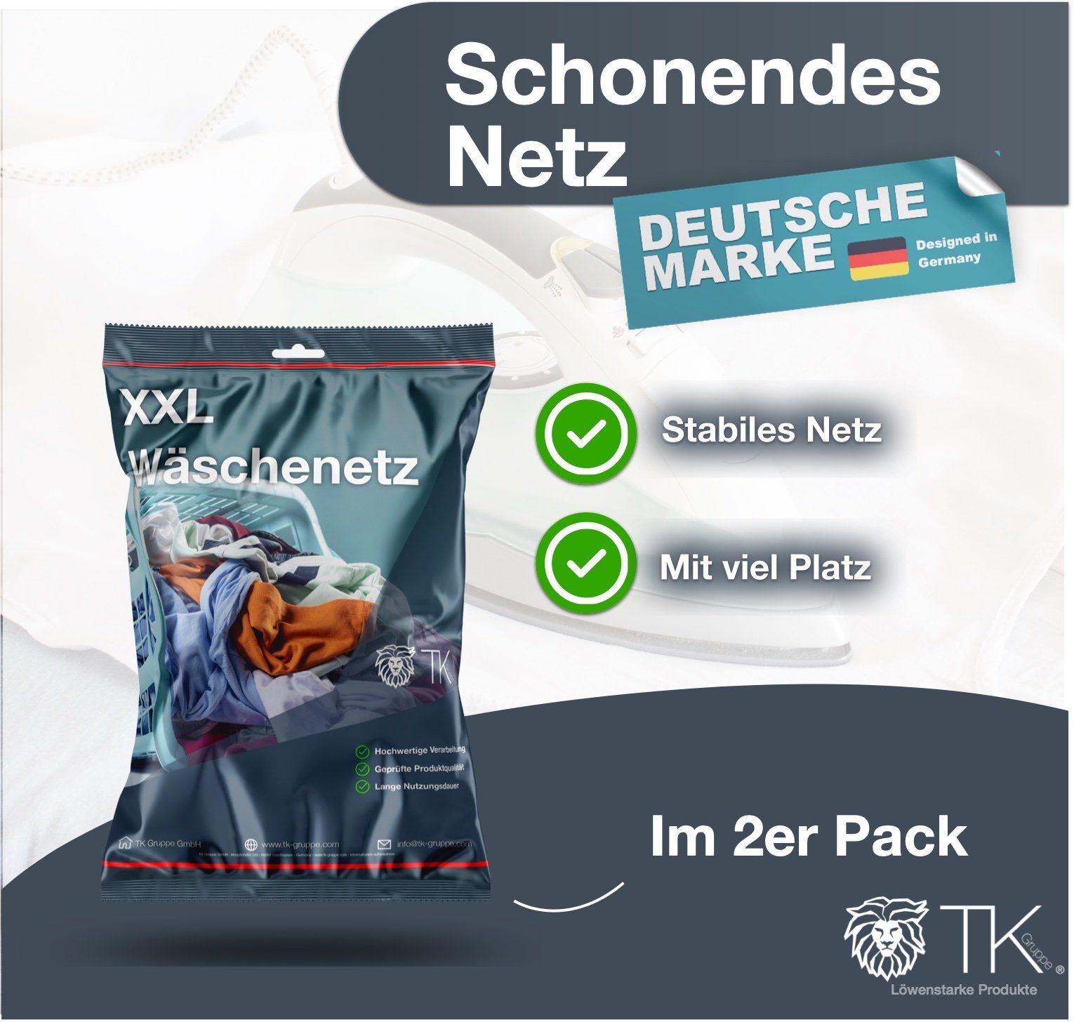 TK Gruppe Wäschenetz 2x XXL Wäschenetz Set 60x90 cm - Waschsack mit Reißverschluss,(2-St)