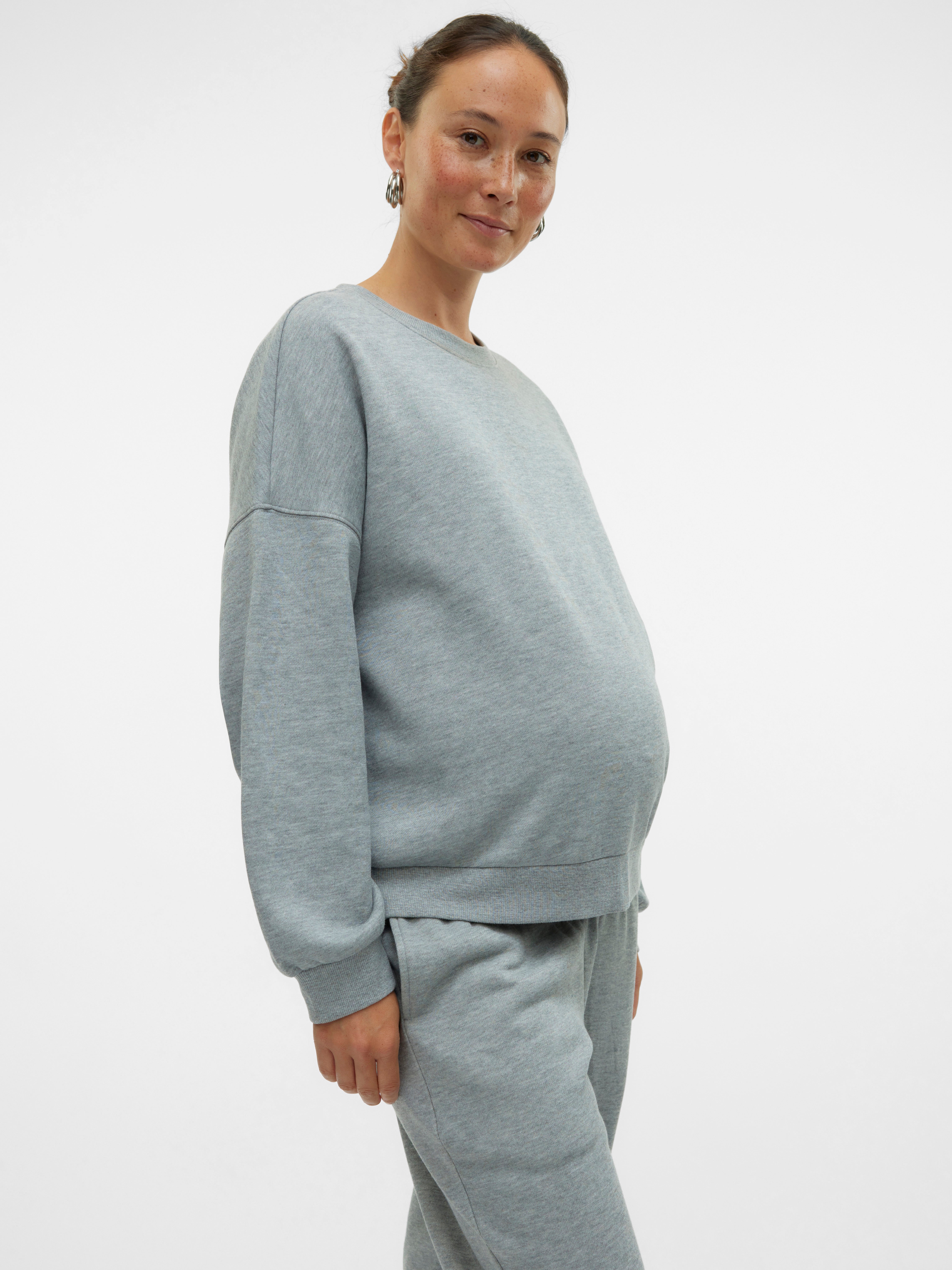 Locker geschnitten Rundhals Gerippte u00C4rmelbu00FCndchen Tief angesetzte Schulter Sweatshirt