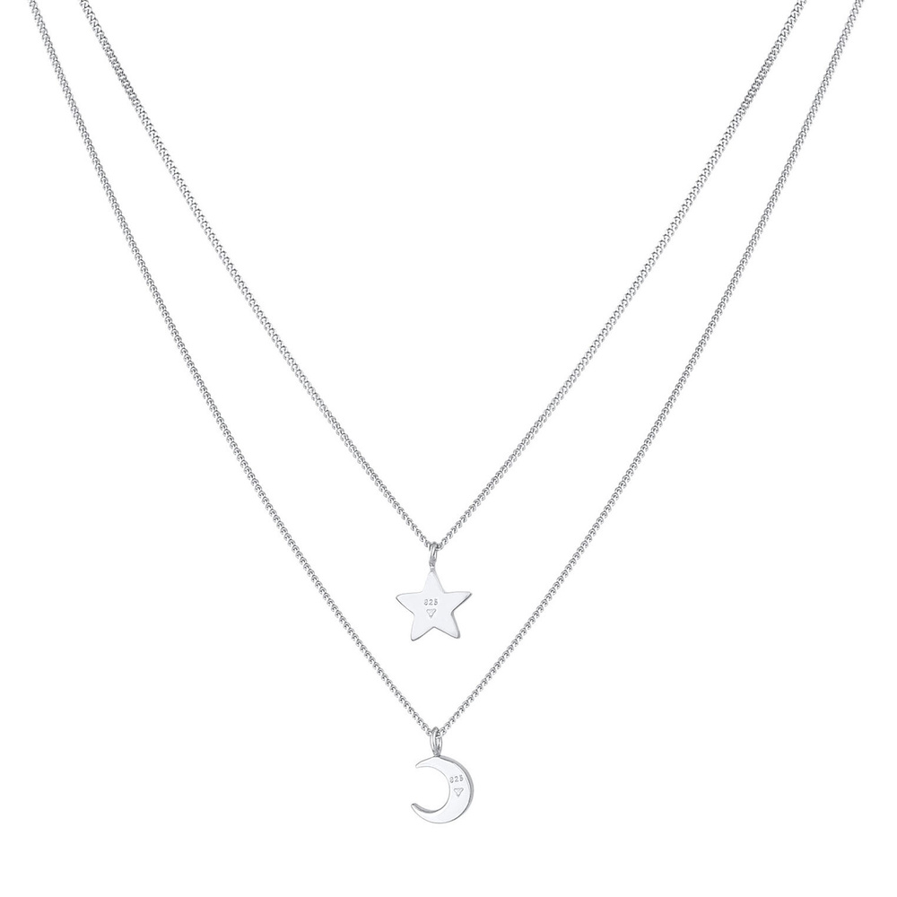 Elli Elli Collier Enfants couches étoile demi-lune pendentif avec cristal en argent st collier