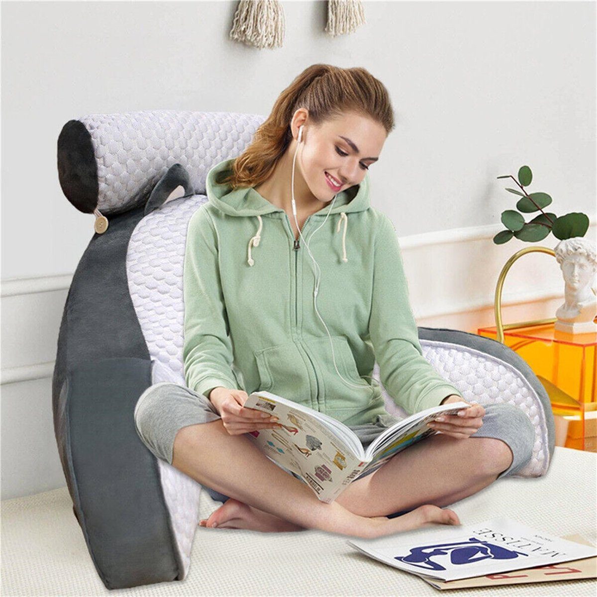 flowgoer Sitzkissen Vielseitige Anwendung im Bett beim Fernsehen, Spielen, Lesen, Arbeiten, Perfektes Geschenk,angenehmes Sitzgefühl