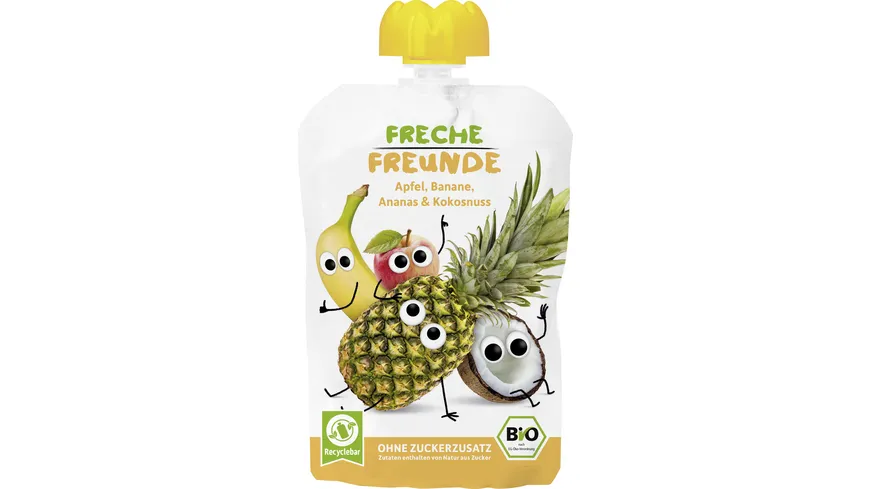 Freche Freunde Bio Quetschie 100% Apfel, Banane, Ananas & Kokosnuss 100 g