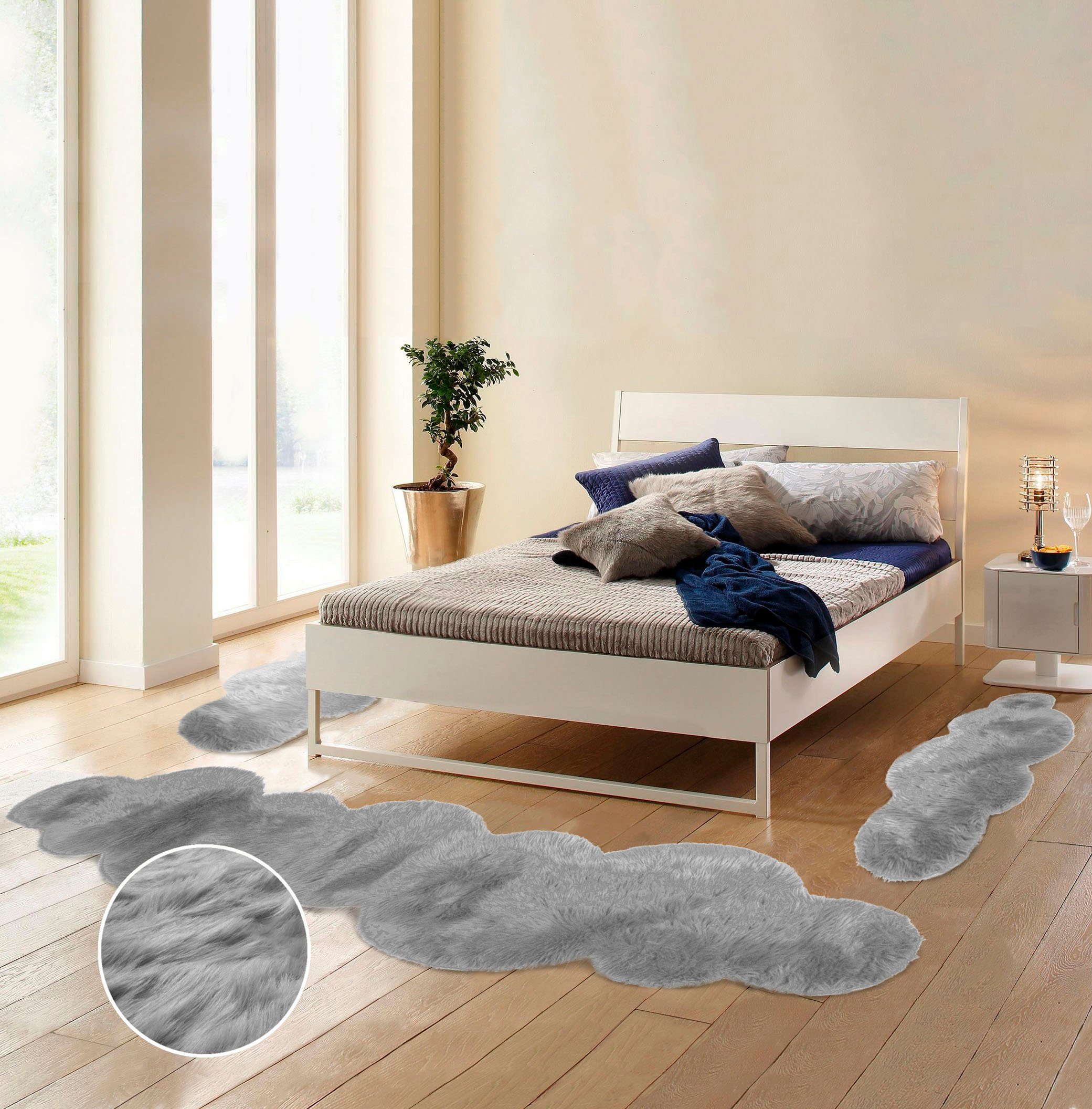 Bettumrandung Valeria my home, Höhe 60 mm, Kunstfell, Teppiche fürs Schlafzimmer, Ankleidezimmer, Wolken-Form