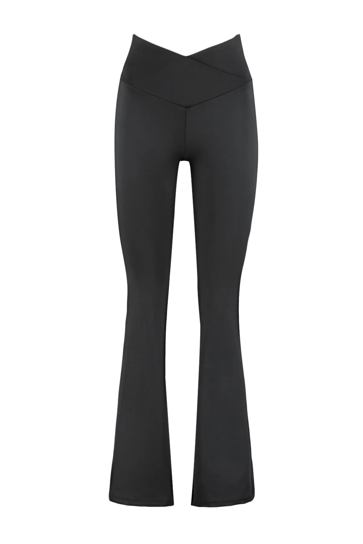 Trendyol Collection  Schwarze, zweireihige, detaillierte Yoga-Sportleggings mit spanischem Bein und gestrickter Taille THMAW23TY00005