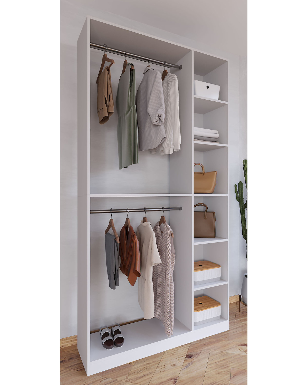 Holz offener Kleiderschrank begehbarer Kleiderregal Schrank Kleiderstange Palosa XL