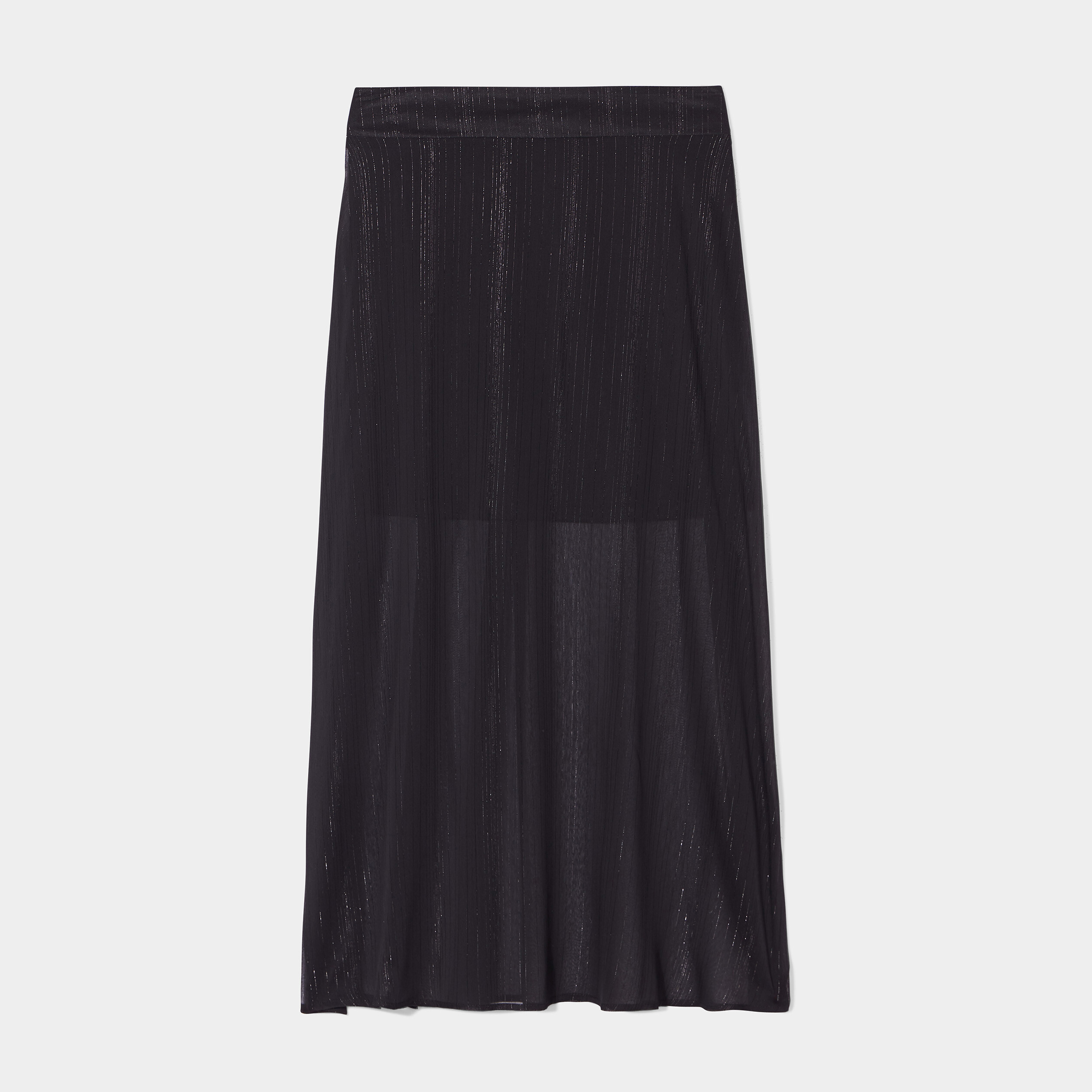 Jupe longue évasée voile doublé noir femme | La Halle