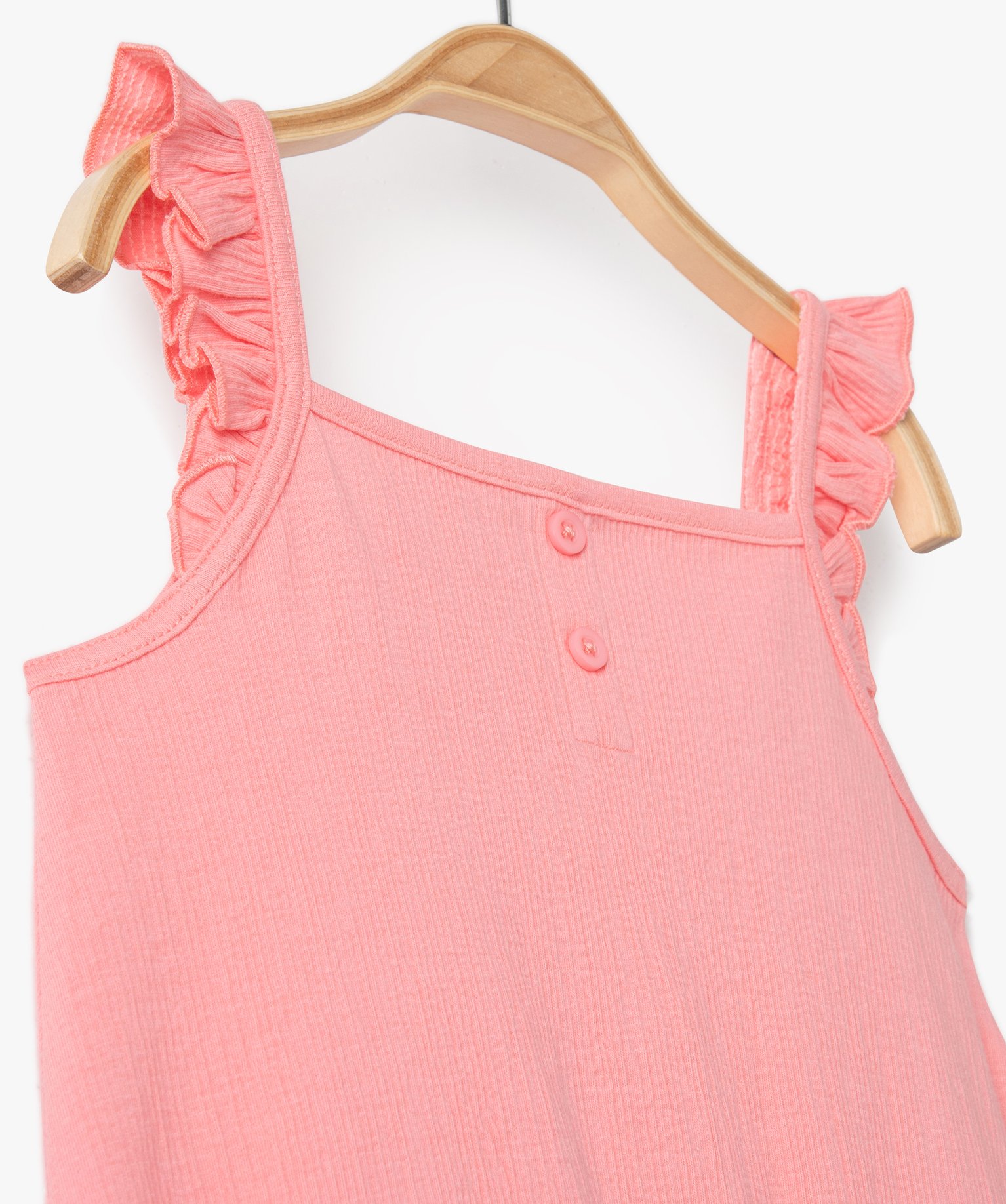 Débardeur bébé fille avec bretelles à volants rose | GEMO