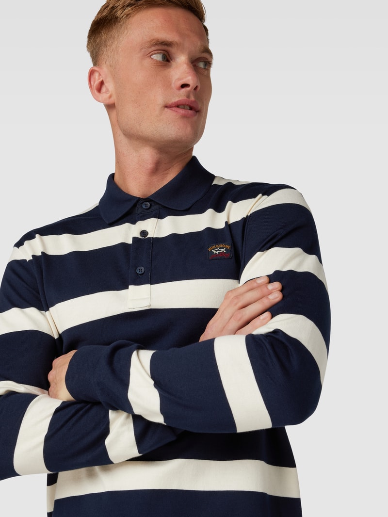Poloshirt mit Blockstreifen in weiß