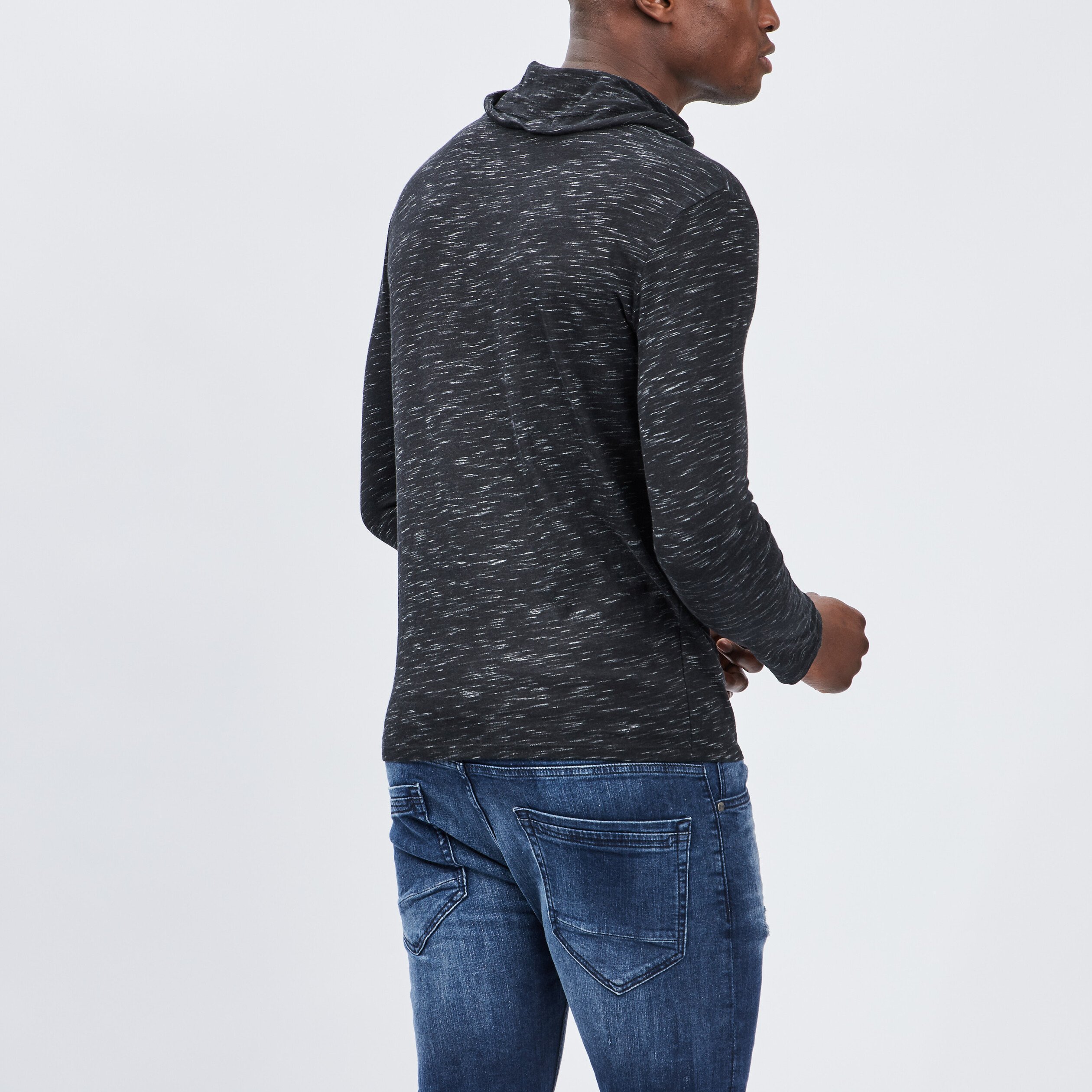 T-shirt manches longues col montant noir homme | La Halle