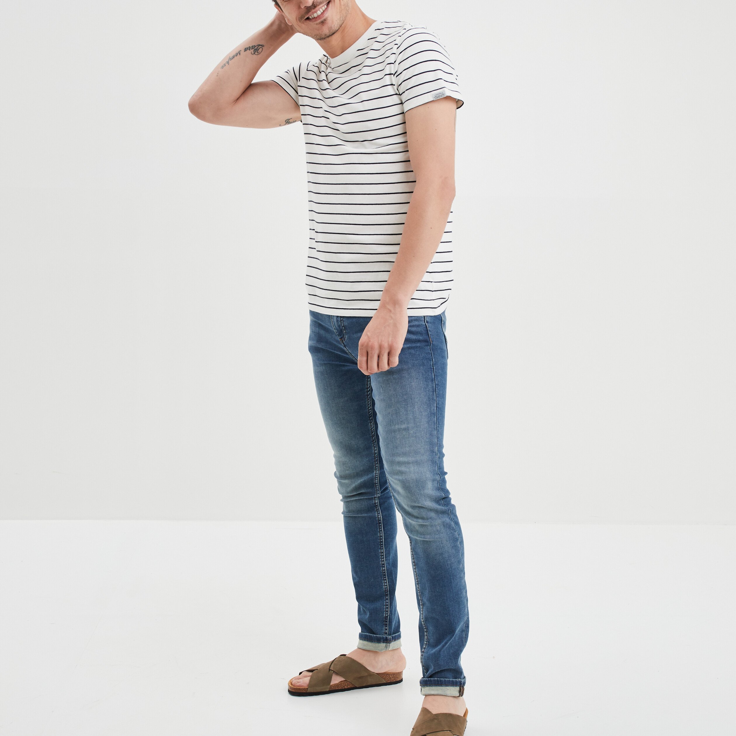 T-shirt col rond manches courtes Creeks ecru homme | La Halle