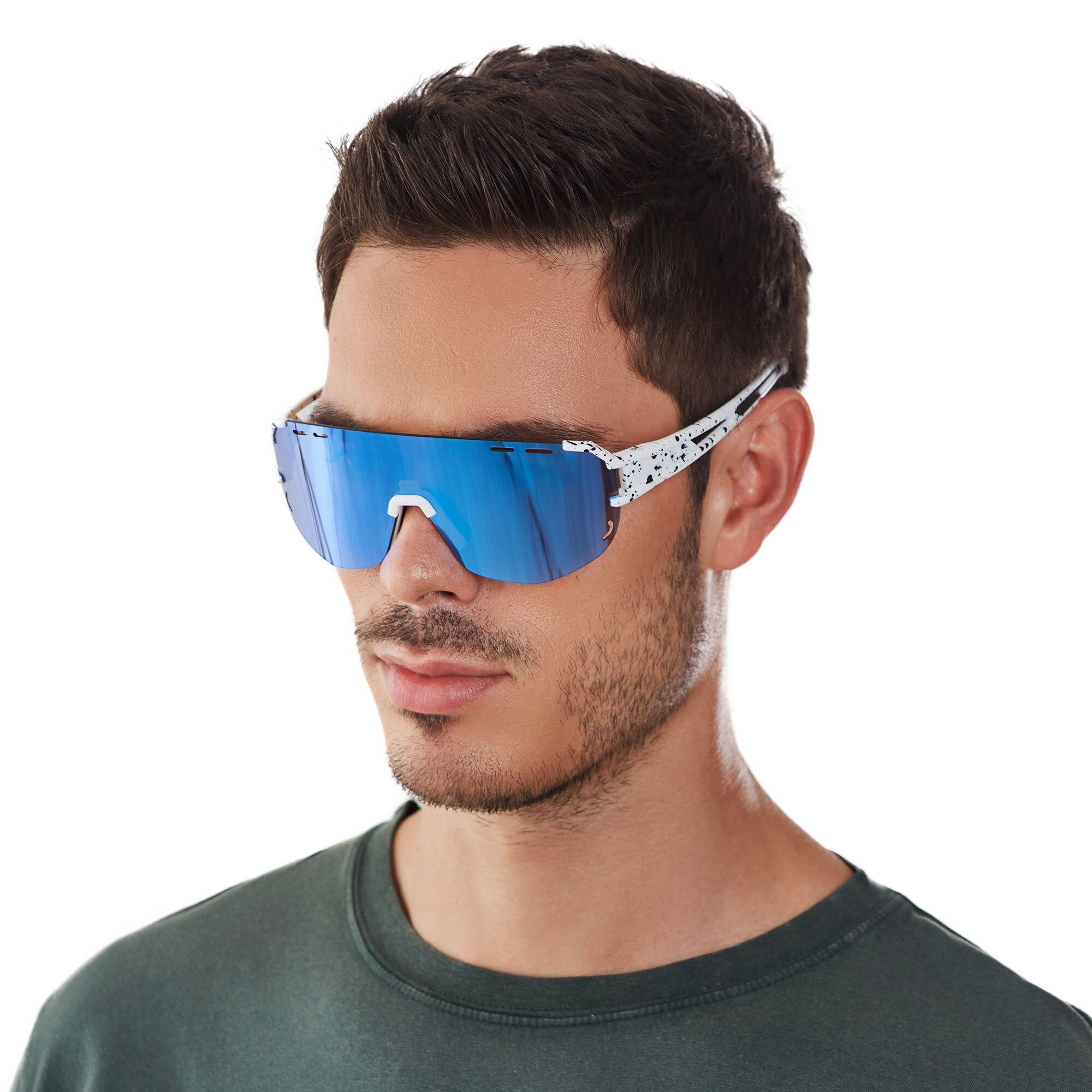 YEAZ Sportbrille SUNGLOW sport-sonnenbrille weiß/blau, Sport-Sonnenbrille