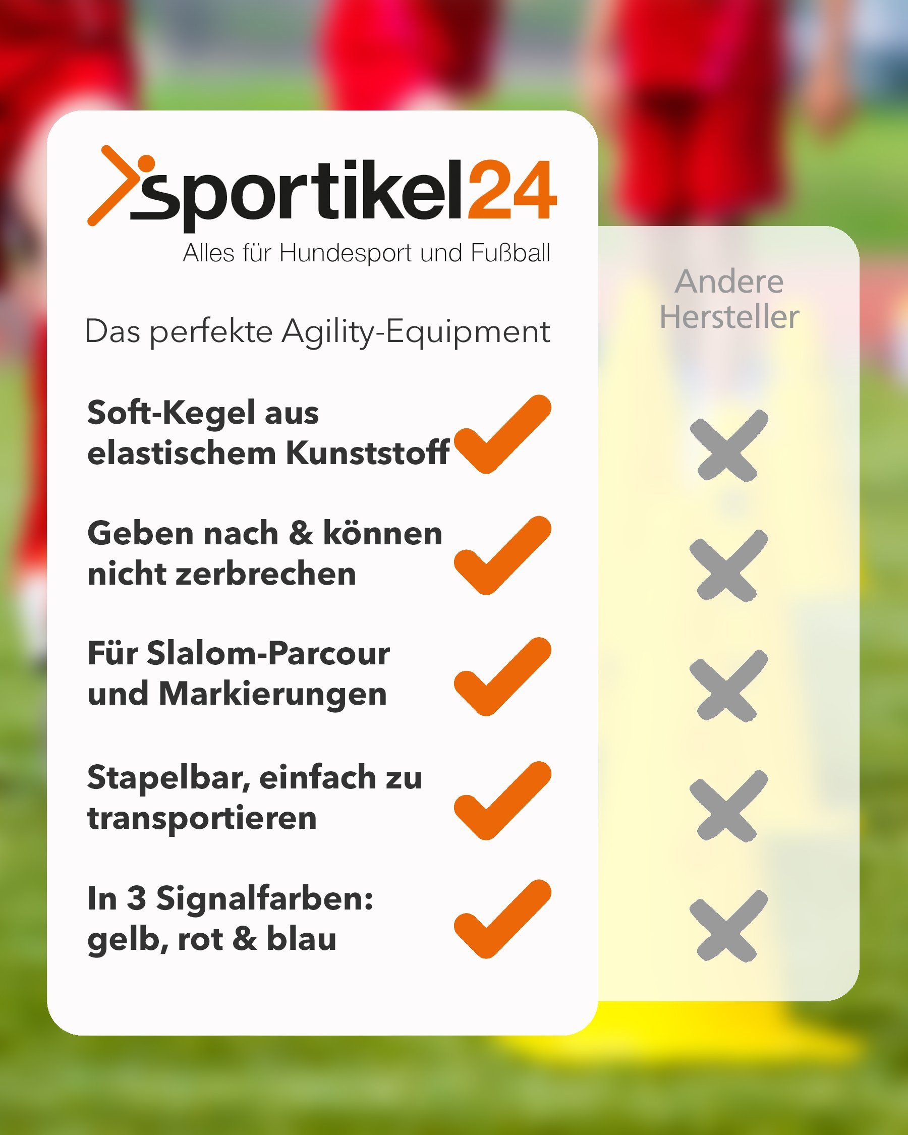 SPORTIKEL24 Pylone Soft Kegel 30 cm in Farbe Rot