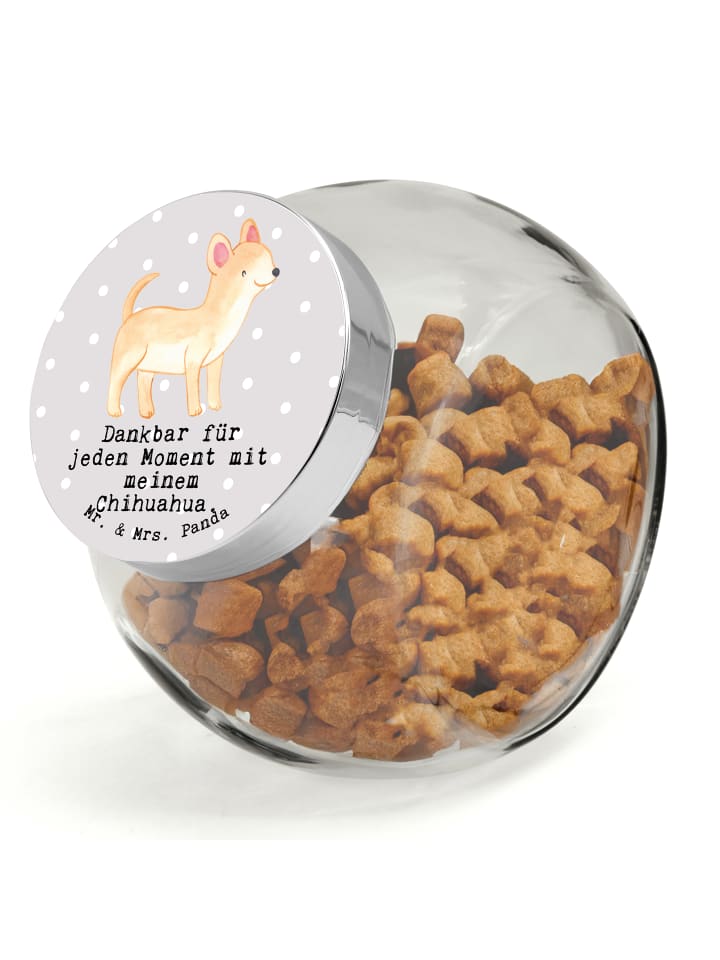 Mr. & Mrs. Panda Leckerli Glas Chihuahua Moment mit Spruch in Grau Pastell günstig kaufen