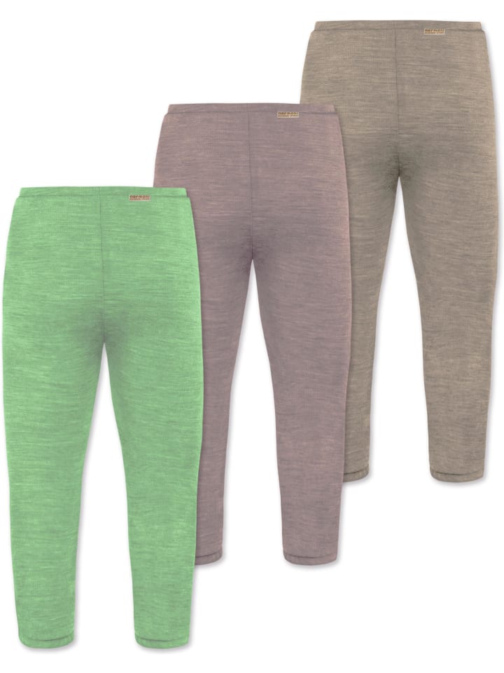 Normani Outdoor Sports 3er Pack Baby Merino Unterhose mit Füßen in Beige/Rosa/Grün günstig kaufen
