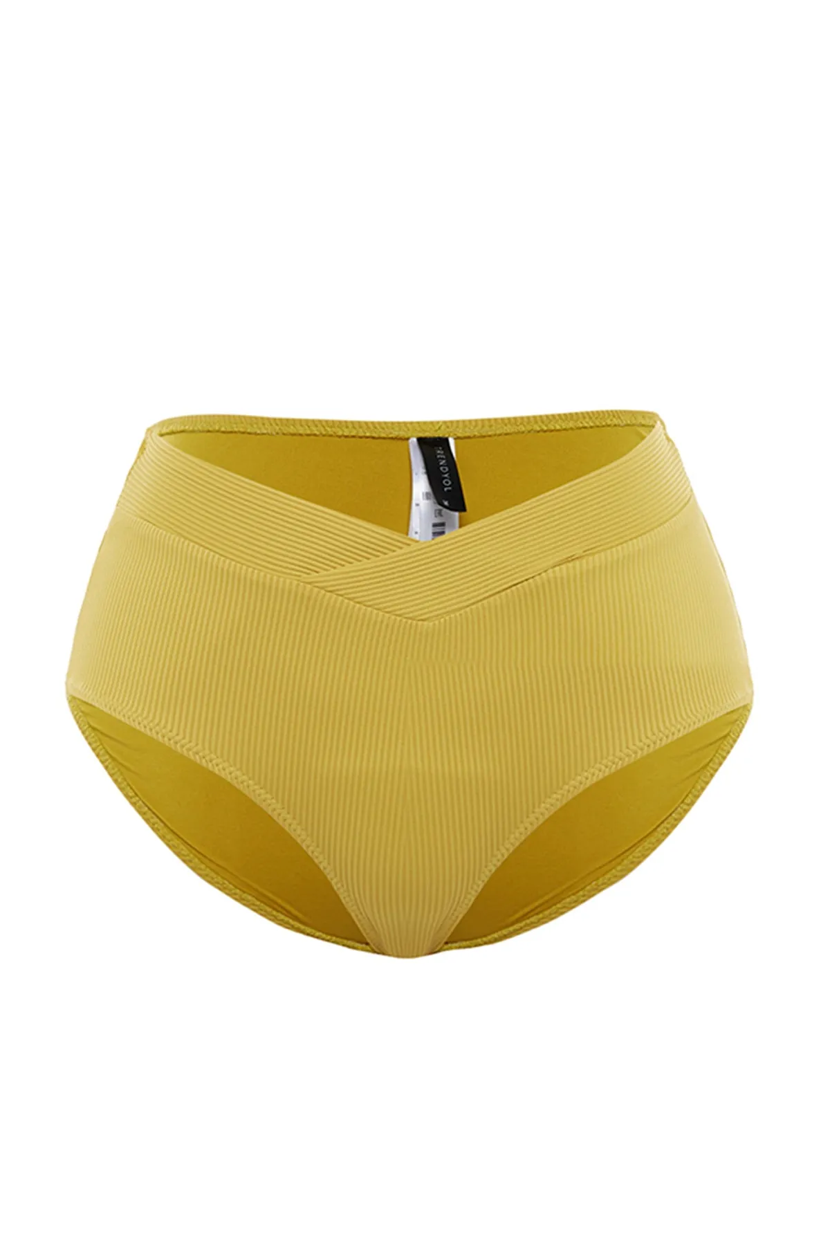 Trendyol Collection  Ölgrüne strukturierte V-Schnitt-Bikinihose mit hoher Taille und normalem Beinverlauf TBESS21BA0067