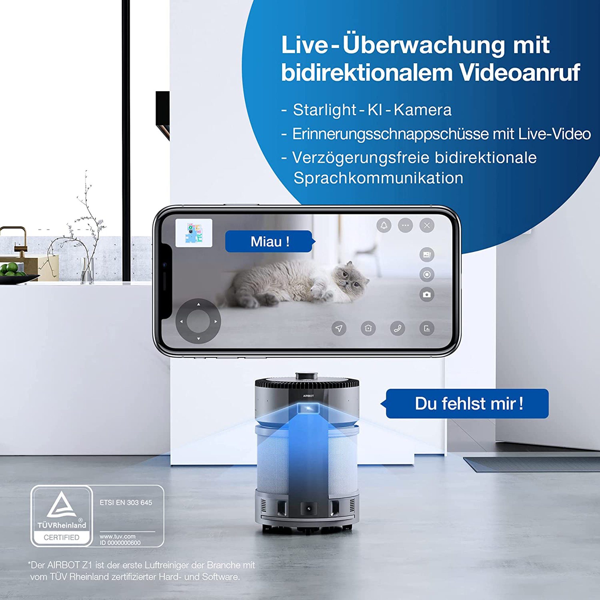 ECOVACS Luftreiniger AIRBOT Z1, für 240 m² Räume, mit H13 HEPA-Filterung